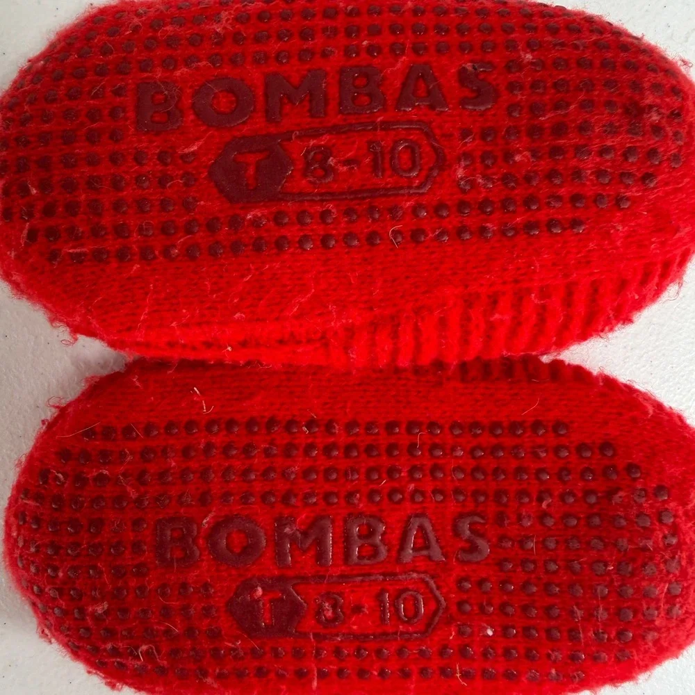 Bombas Toddler 8-10 Slipper Socks Gripper Bottom Knit Cabin Cozy Red Winter Warm
